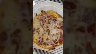 Omelette Heart salami pizza #omelette #salami #pizza #cheese #shorts