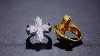 MOISSANITE PRONG SETTING HIP HOP CROSS RING IN STERLING SILVER