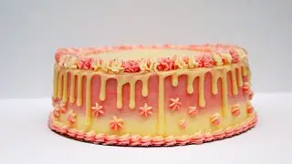 Ombre Cake Tutorial | Strawberry Lemonade Cake, White Chocolate Ganache Drip | Cake Decorating Ideas