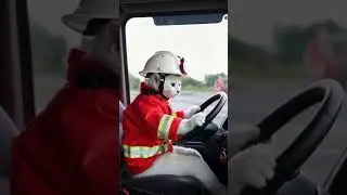 Brave Firefighter Cat Saves the Day! 🐱🚒🔥#cat #firefighter #funny #pets #AI #cute