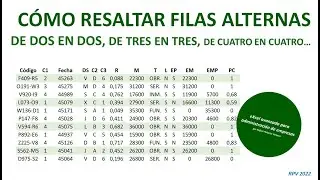 Cómo resaltar filas alternas en Excel