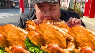 【大胃王挑戰】秦岭秘制土法烧鸡，外焦里嫩肥满流油！花胖一口下去惊叫连连直呼超过瘾！｜Food Challenge【櫻木花胖】