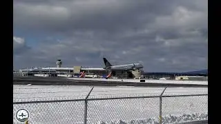 MHT - United Airlines snowy ground departure from Manchester/Boston Regional Airport 2/18/2018