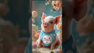 A cheerful baby piglet #CutePiglet #AdorableAnimals #BabyPig #FloralBackground #PastelVibes