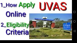How to apply online in UVAS|Eligibility criteria in UVAS|How Get Admission in UVAS|