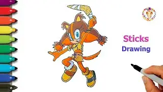 How to draw Sticks 💛🤎 Sticks the Badger drawing easy step by step | Sonic the Hedgehog