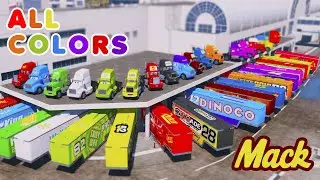 Race Macuin Cars (Carros) Mack Truck cartoon Cars 3 McQueen hauler Color Stream funny Jackson Storm