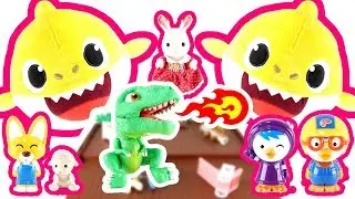 Dinosaurs appeared in the Finkfong Shark village. Baby shark help! #ToyAdd