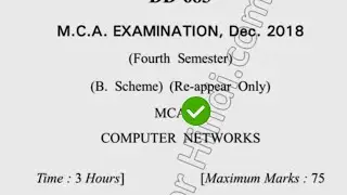 2018 Dcrust MCA 4th Sem Reappear Computer Networks Question Paper