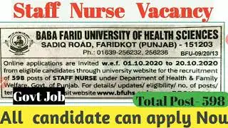 Staff nurse vacancy 2020 |  staff nurse vacancy | GNM Nursing Staff  GNM STAFF NURSE VACANCY  job
