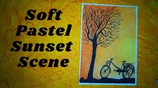 Oil pastel scenery | Sunset painting oil painting