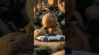Cat Pushes Boulder onto a $250K Maserati MC20 in the Desert! 😱🐱💥 #shorts  #maserati #catshorts