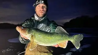 ICE FISHING at night for WALLEYE and CRAPPIES!
