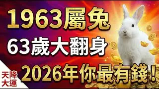 1963年屬兔人，2026年63歲「玉兔生財」！2026年最有錢的就是你！#1963屬兔 #2026生肖兔運勢 #屬兔2026運勢 #生肖兔運勢 #生肖兔財運 #招財方法 #1963年生肖兔 #屬兔