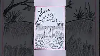 waterfall drawing with pencil #easydrawing #shorts#foryou