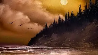 Golden Shores Seascape Tutorial - Right Side #PaintWithJosh #paintingtutorial #BobRoss #HowToPaint 