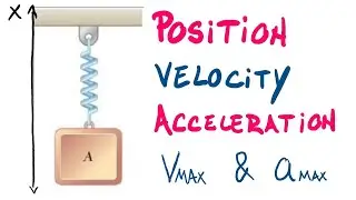 Block tied to a spring | Position, Velocity and Acceleration