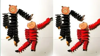 Moving monkey paper toy for kids|paper toy for kids|daisy crafty craft