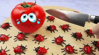 Stop Motion Cooking - How to make PASTA from Tomatoes and insects  ASMR Unusual Cooking Funny Videos