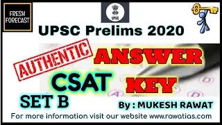 UPSC Prelims 2020 Answer Key CSAT SET-B | Question Paper Analysis | By : MUKESH RAWAT |