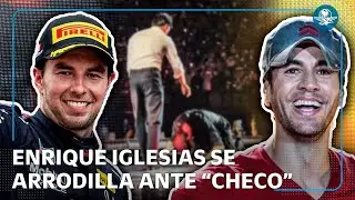 Enrique Iglesias se arrodilla ante Checo Pérez durante su concierto