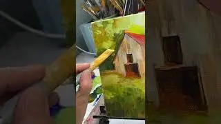 Acrylic Painting of Old Country Barn