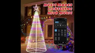 Outdoor Christmas Tree, 12 ft Prelit Christmas Tree, Smart Cone Outside Christmas Trees Light Show