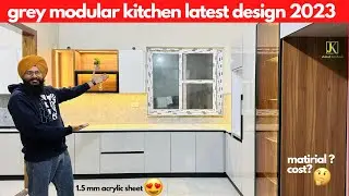 grey modular kitchen | acrylic finish | best modular kitchen service in punjab |