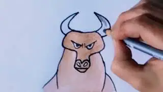 How to draw angry bull step by step||Easy Drawing Ideas||bull drawing cute||draw for kids