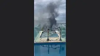 Pleasure boat on fire in Marina