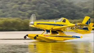 Water Bomber - High speed pass picking up water - Australian Bushfires