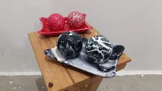 IDEIAS com BANDEJA DE ISOPOR. Como Fazer Enfeite de Mesa. Técnica Marmorização.Artesanato,Recicla