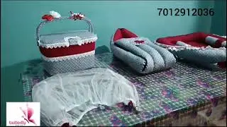 Red and Ash colour customized baby bedding set