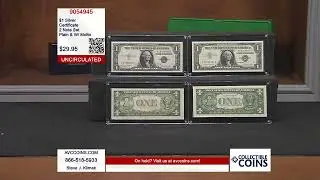 Набор из 2 серебряных сертификатов номиналом 1 доллар &mdash; простые и с девизом &mdash; неразобранные