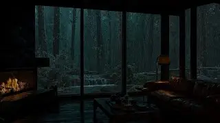 Reading by the Fireplace 📖💧 Rain on the Window in a Peaceful Living Room for Focus & Study