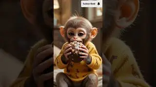Baby monkey 🐒 eating the chocolate ball 🏈 #funny #monkeysr #comedy #cute #cartoon