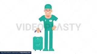 Nurse Man Traveling Stock Animation