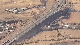 Raw Video: Fire Burns Along Highway 4 In Concord
