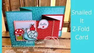 Stampin' Up! Snailed It Bundle Z-Fold Card With Sale-a-Bration Oh So Ombre Designer Series Paper