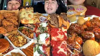 TIKTOK MUKBANG COMPILATION KOREAN BBQ CHICKEN PIZZA BURGERS WINGSTOP AND RAMEN CHIPOTLE BOWL