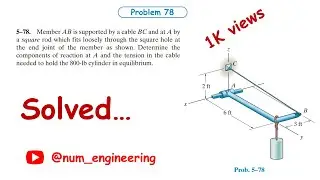 Member AB is supported by a cable BC and at A by a square rod which fits loosely through the square