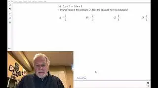 38 SAT 2026 3x - 5 = 2kx +5 for what value of k does eq have NO soln? more at bit.ly/SATmathTR