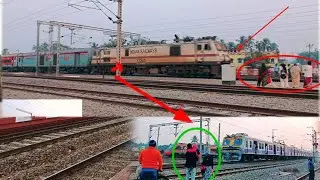 railway crossing superfast train public platform travelling  local train
