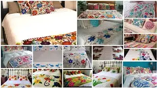 Classically Brazilian embroidered frilly bed sheet Designs ||  wooooow outstanding bridal bedsheet ?