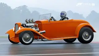 1932 Ford Doadster Hula Girl around the TopGear test track with wet lap Forza Motorsport 7