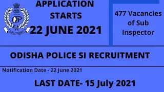 Odisha Sub Inspector Recruitment 2021 (Hindi)- Government Jobs in Odisha- Odisha Police Jobs SI