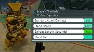 Diego's The World Legendary Showcase at level 1000 | Roblox Stand Upright : Rebooted