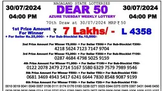 Nagaland State Dear 50 lottery result live 4pm | Dear Azure Tuesday weekly lottery result live 4pm