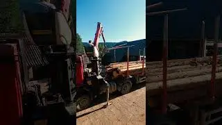Unloading logs from a truck #wood #truck #timelapse