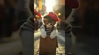 This Mime is Trapped in an Invisible Box. Kitten giving French vibes for the tourists.